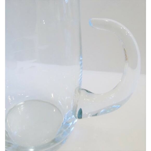 Glass Serving Pitcher 54oz Slant Top Ruffle Spout Open Handle Floral Etch Vtg - Picture 4 of 5